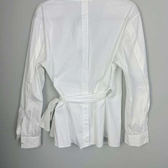 LAFAYETTE 148 NEW YORK | NEW White Wrap Blouse Button Back Top Women’s Size M - Picture 9 of 10